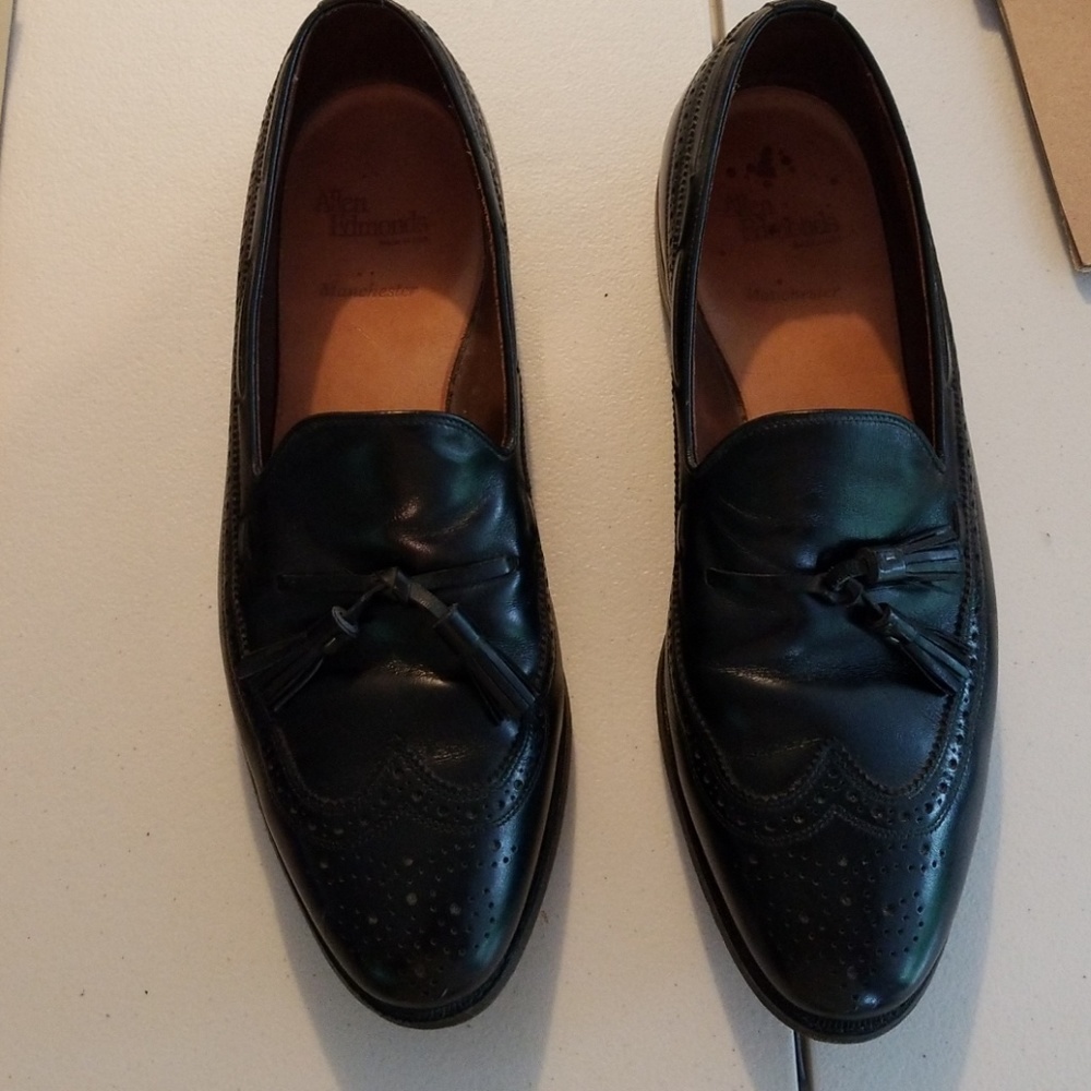 Allen Edmonds black tassel loafers Manchester